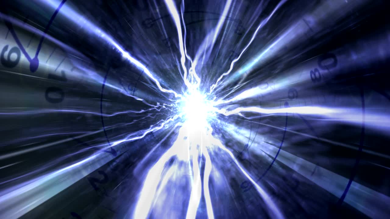 터널 시계 및 섬유, 시간 여행 개념 애니메이션, 렌더링, 배경, 루프