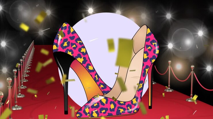 Animazione di scarpe rosa su sfondo nero