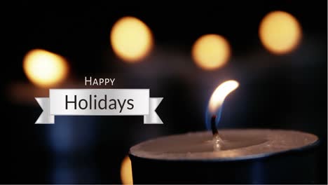 Happy-Holidays-text-and-lit-candles-4k