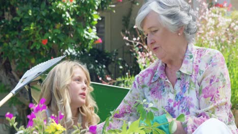 grandmother and granddaughter gardening