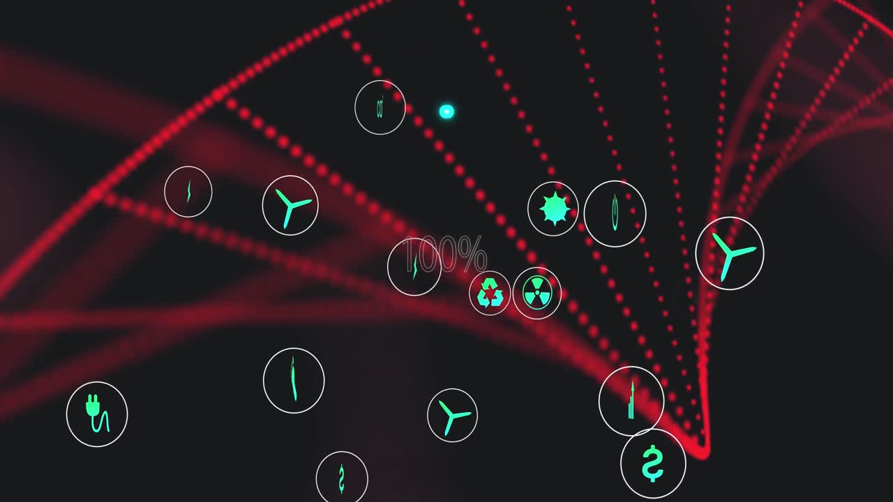 Animation of ecology icons over dna strand
