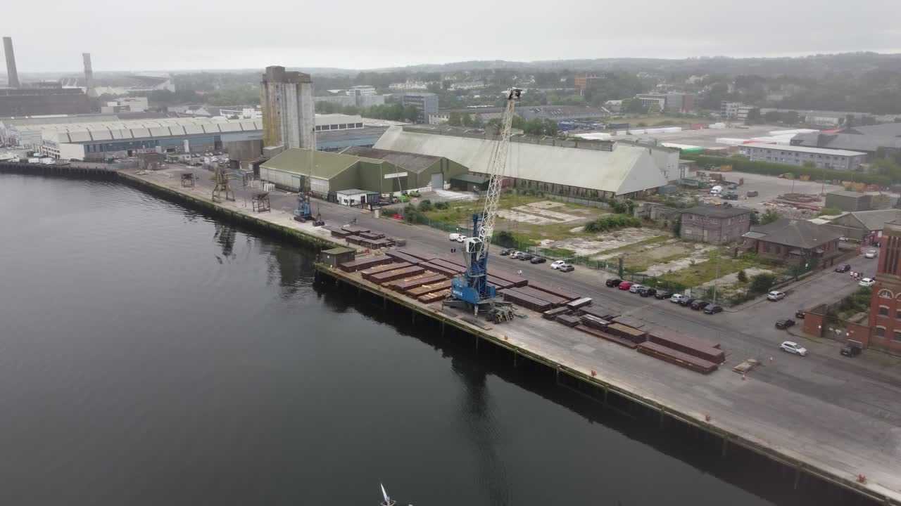 Kennedy Quay Cork Ireland  panning aerial drone view