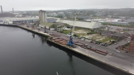 kennedy quay cork ireland  panning aerial drone view