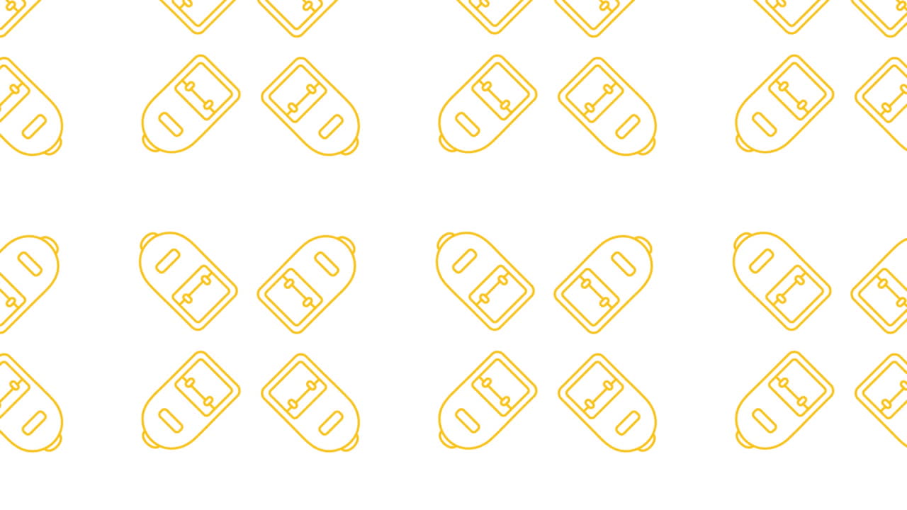 animación de filas de artículos escolares, cuadernos y lápices sobre fondo blanco