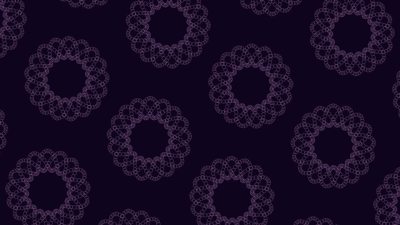 Symmetrical purple circle pattern on black background seamless and stunning design