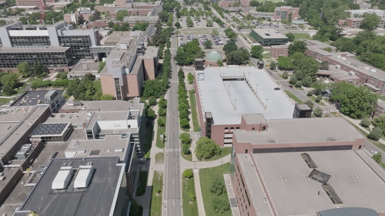Michigan State University Aerial Drone Shaw Street tilt up
