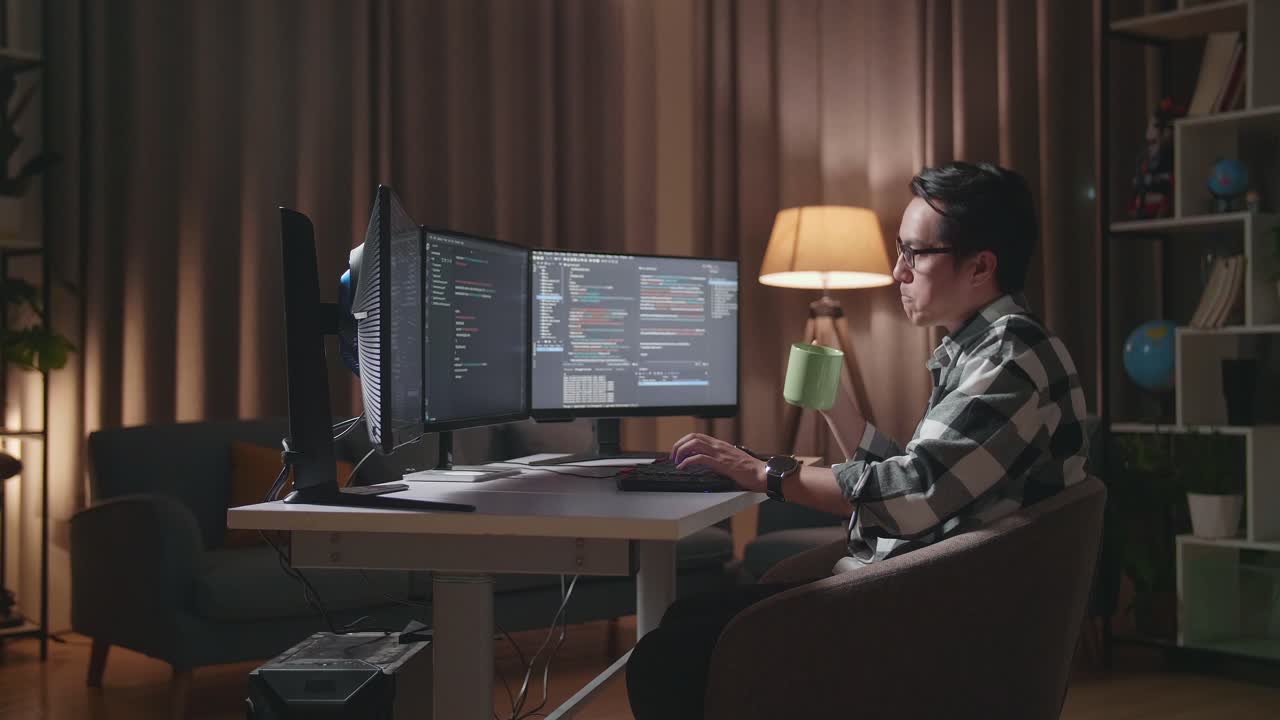 Programmer working late at night