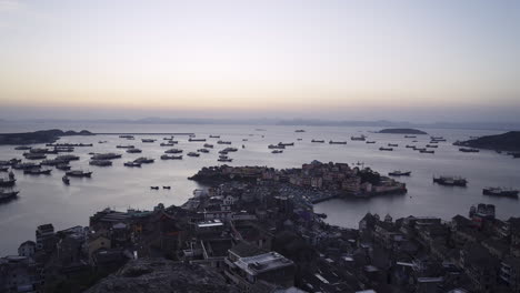 seaside port with residental houses around, in taizhou, zhejiang.