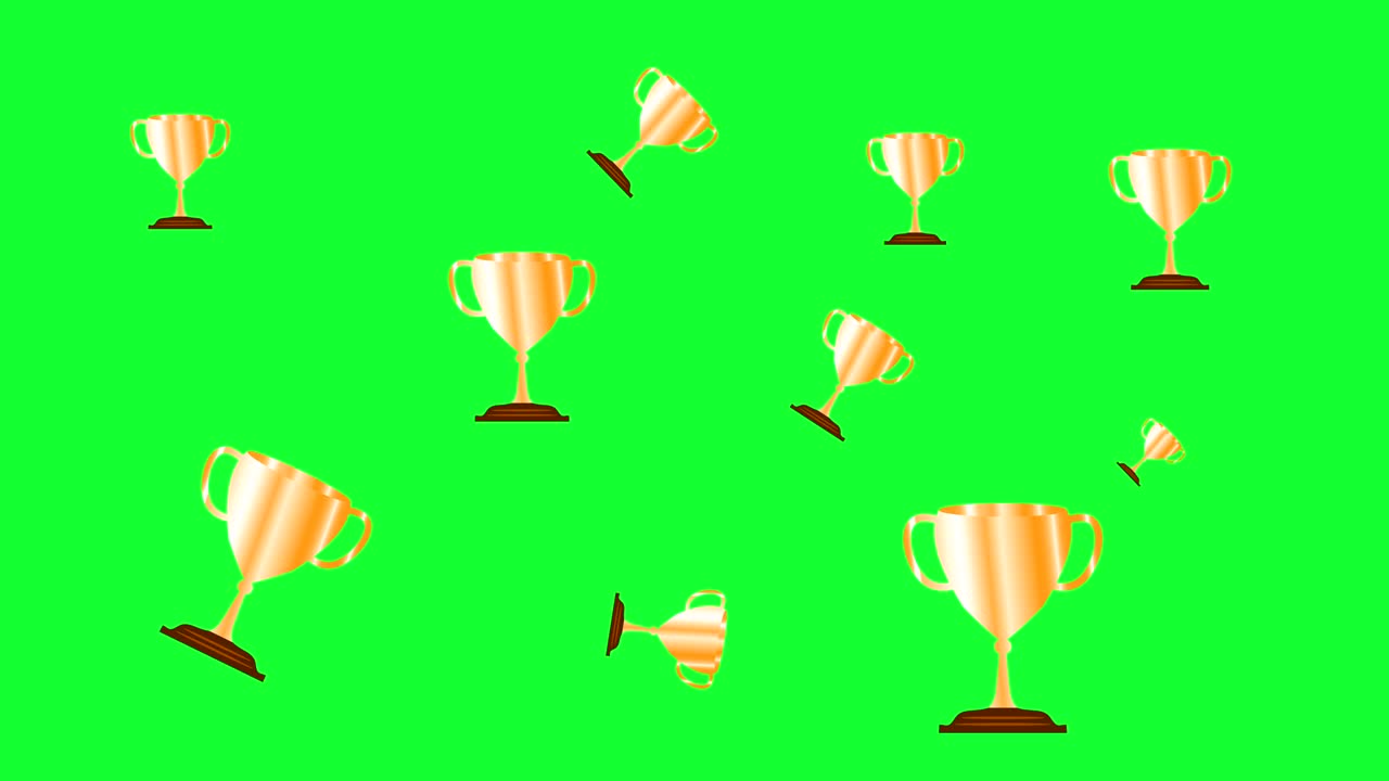 황금 상 컵 루프 애니메이션 그래픽 요소 녹색 화면 크로마 키