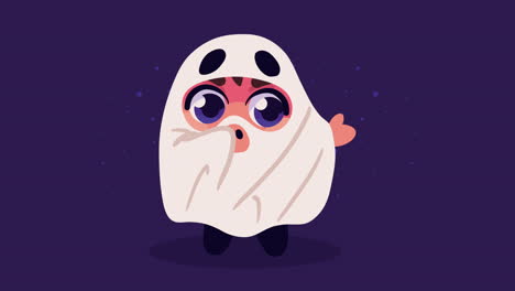 feliz animación de halloween con fantasma