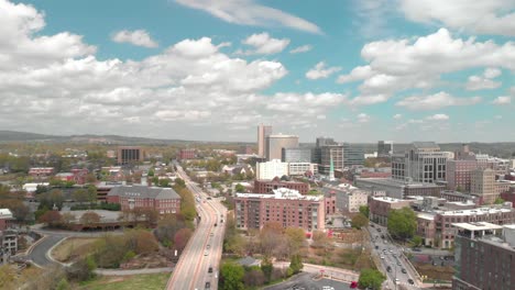 Blue-sky-and-white-clouds-in-urban-downtown-city-USA