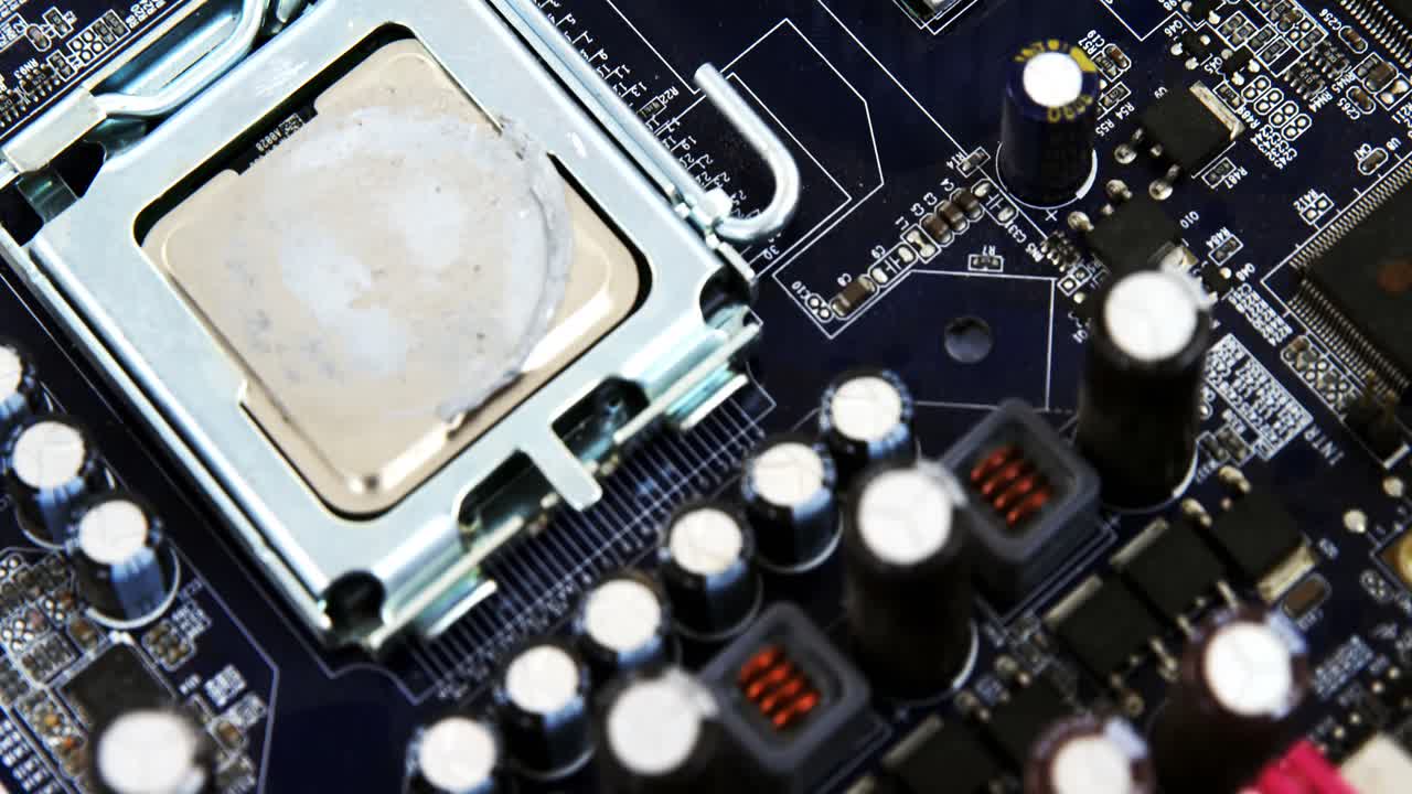 Close-up of electronic circuit board with processor