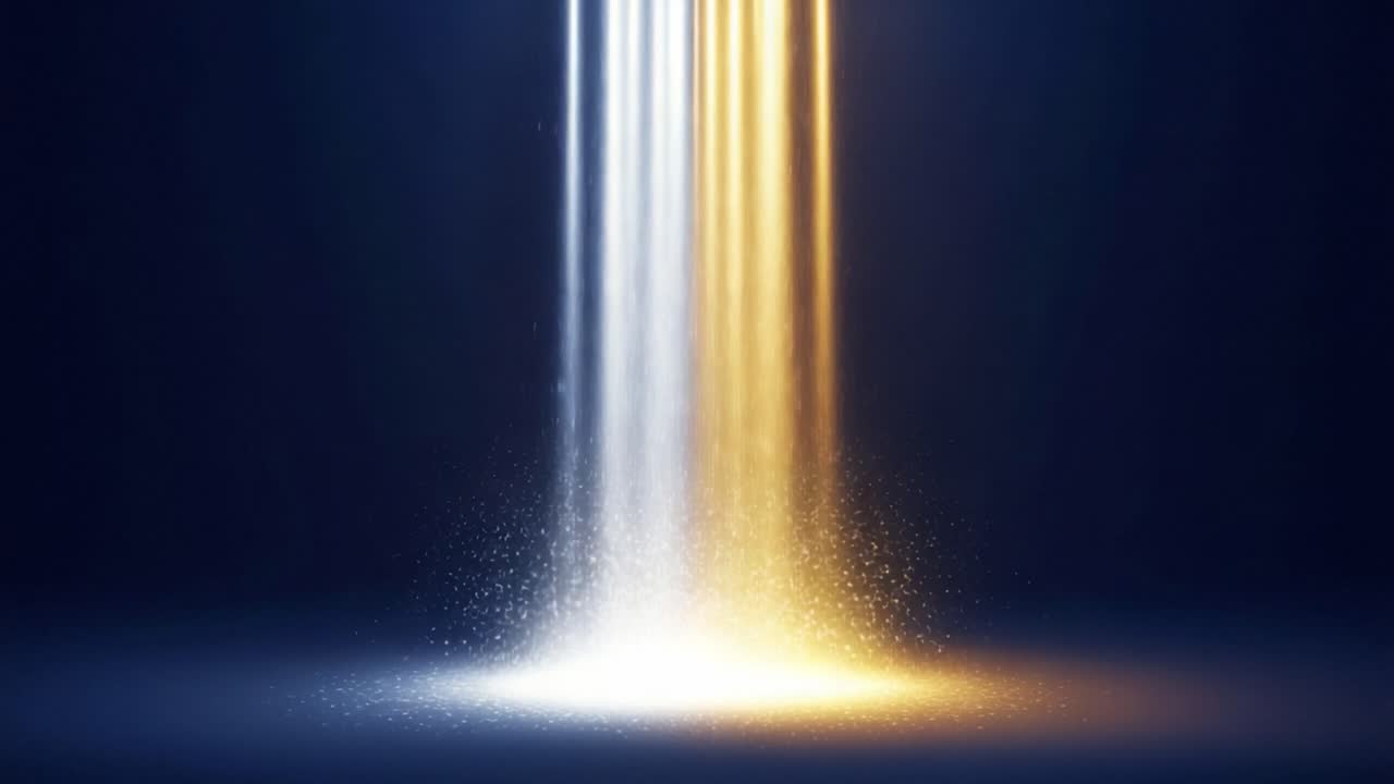 Dynamic Flow of Light Particles in Contrasting Colors: A Stunning Visual Representation of Energy and Motion Captured in a Captivating Sequence