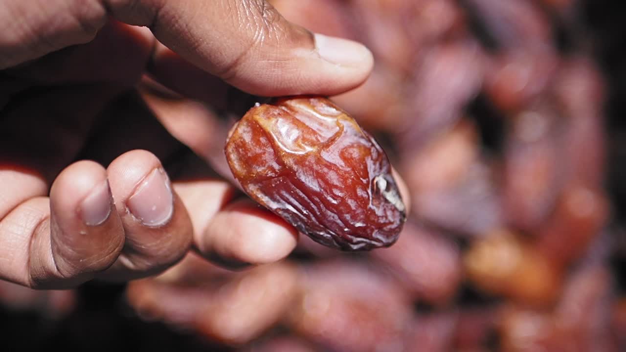 Hand holding a date fruit