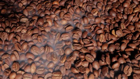 roasted coffee beans with smoke