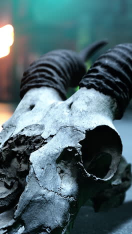 a close-up shot of an animal skull