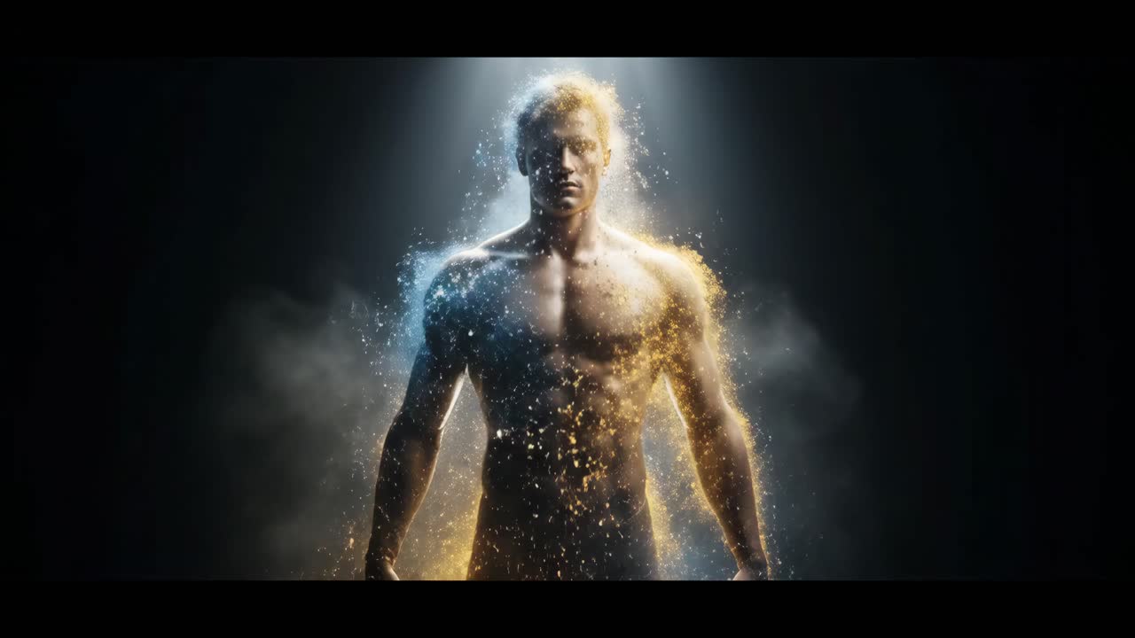 Muscular Man in Light and Smoke