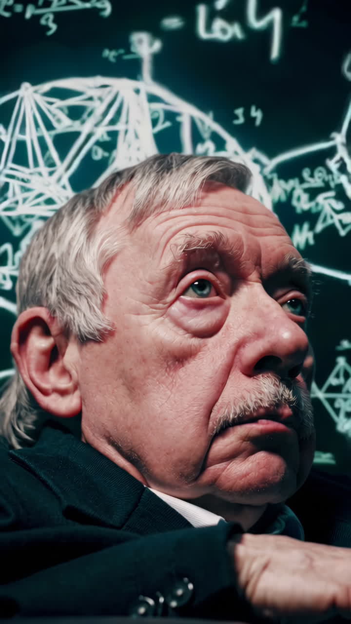 Elderly Scientist in Thoughtful Pose