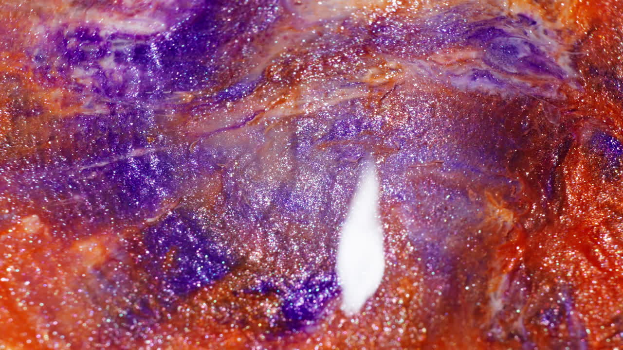 Mixture Of Purple And Orange Ink Creates Abstract Forms And Fractals In A Dynamic Motion. - abstract