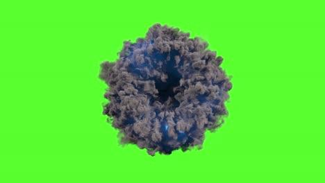 abstract portal smoke ring with blue flash on green screen