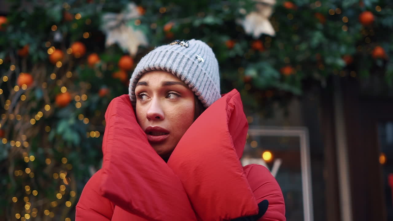 Winter Fashion Portrait with Christmas Tree