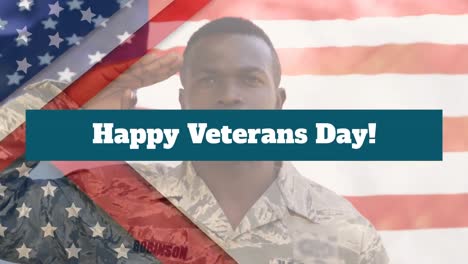 Animation-of-veterans-day-text-over-flag-of-united-states-of-america-and-african-american-soldier