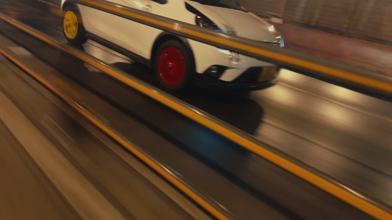 Night city driving, motion blur