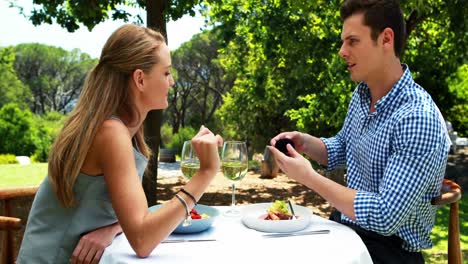 man proposing a woman with a engagement ring 4k