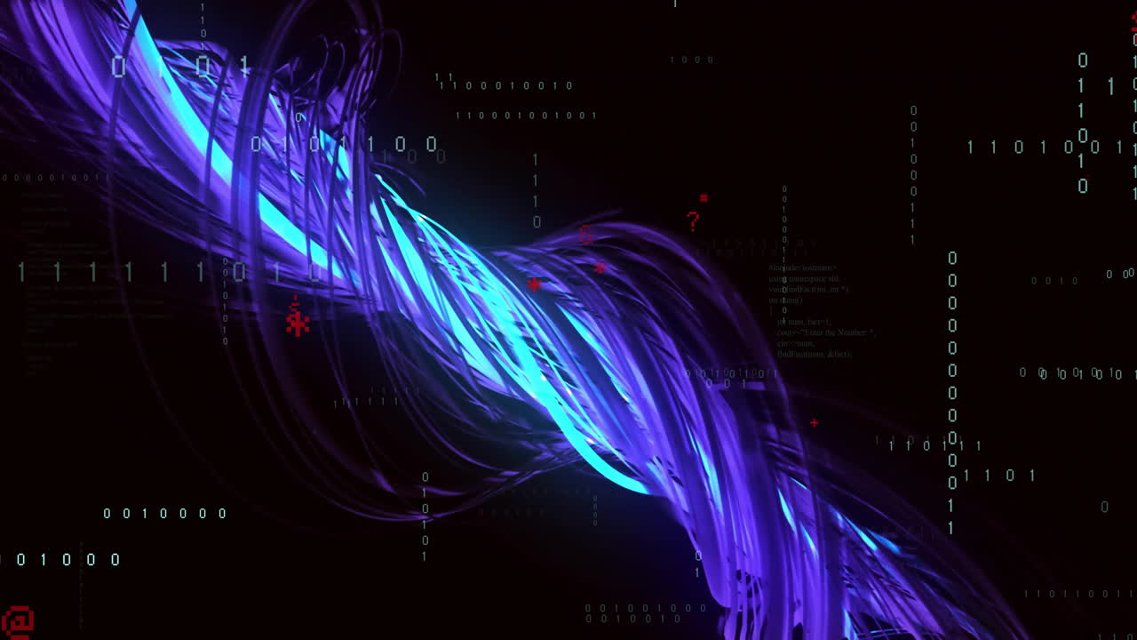 Animation of digital data processing over network of connections with light trails