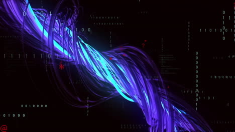 animación del procesamiento de datos digitales a través de una red de conexiones con senderos de luz