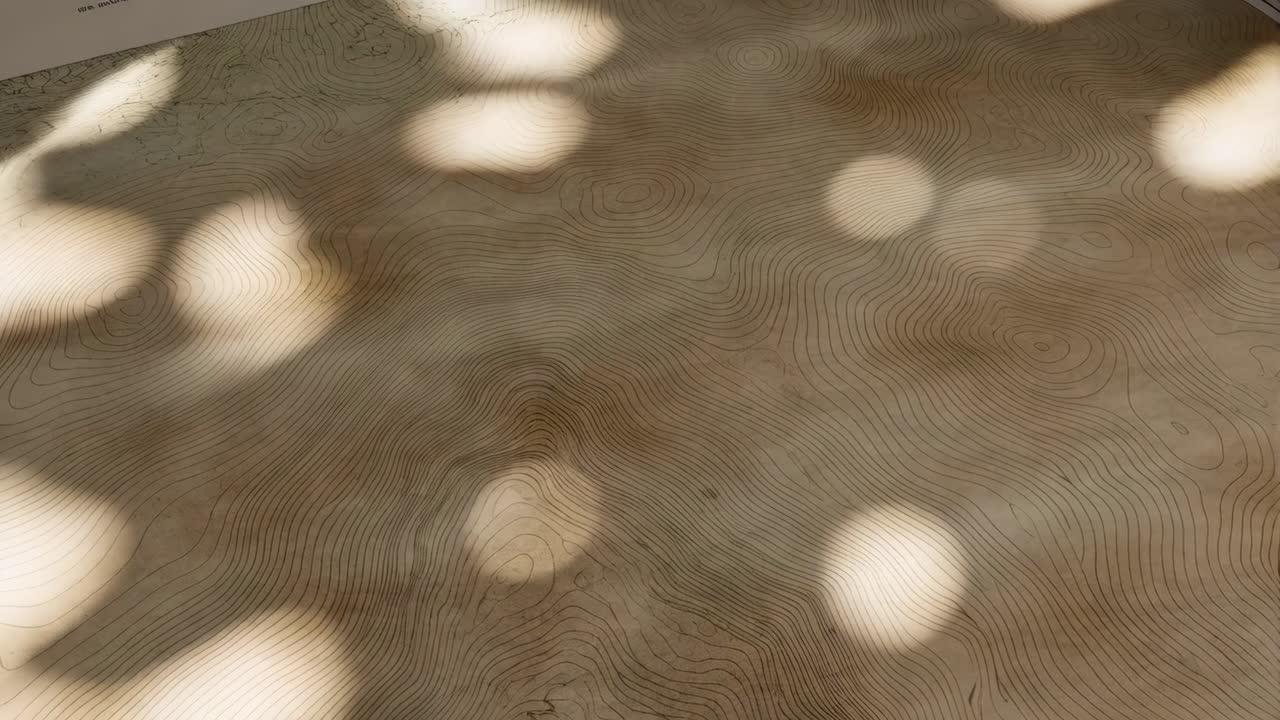 Mapa topográfico con sombras de hojas