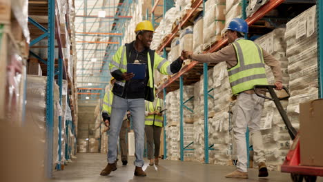 warehouse workers in a distribution center