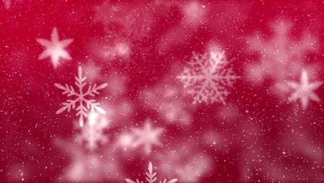 Digital-animation-of-snowflake-moving-against-the-red-background-4k