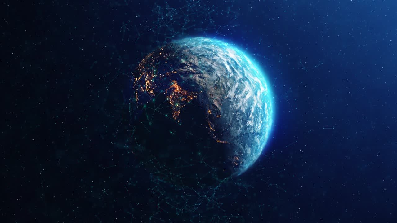 3d earth digital connected network concept loop animation background global technology connections