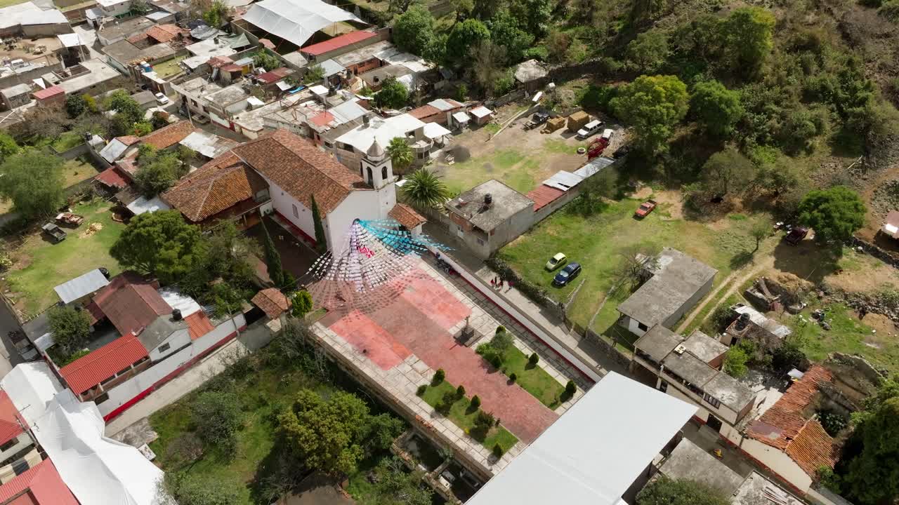 DRONE: ORBIT SHOT OF A CHURCH IN PATZCUARO
