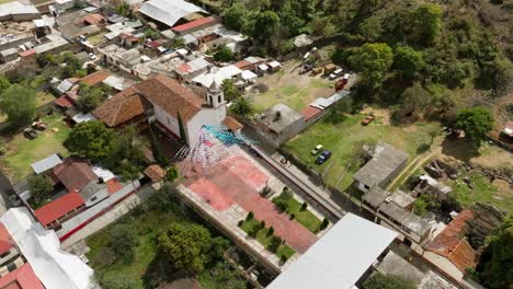 drone: orbit shot of a church in patzcuaro