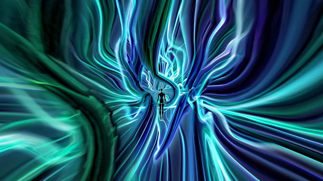 Silhouette astratta in vivace rete neurale