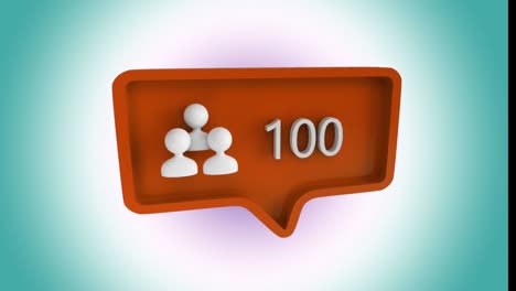 animation of people icon and numbers on red speech bubble