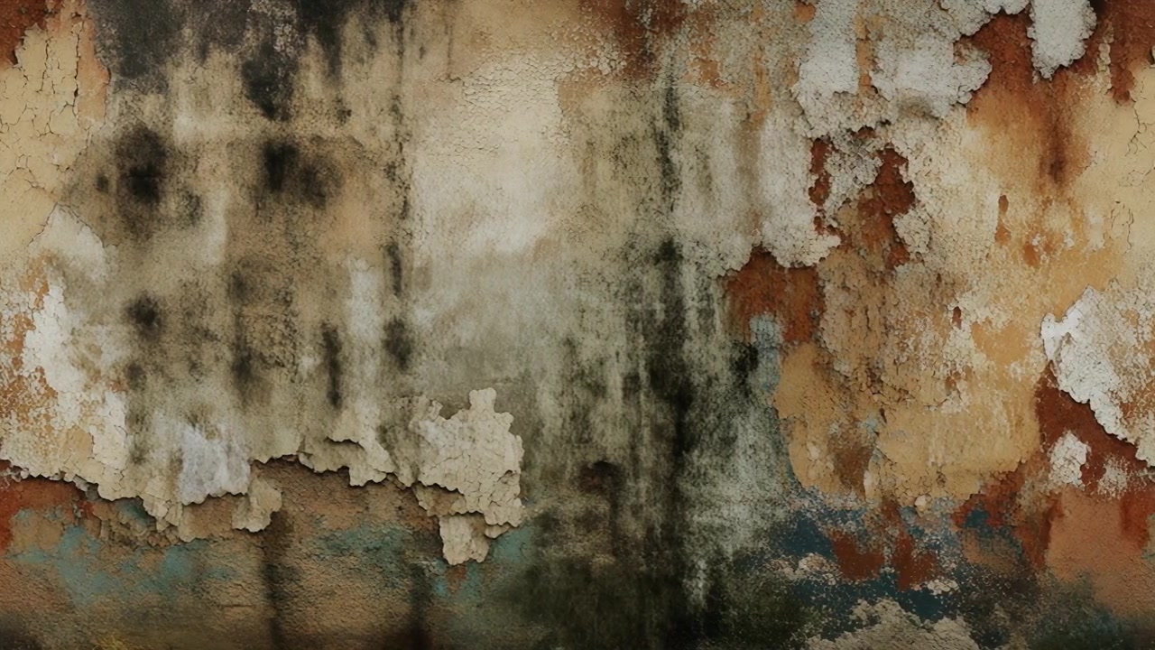 Weathered Concrete Wall with Peeling Paint Texture