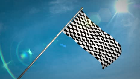bandera a cuadros contra el cielo azul