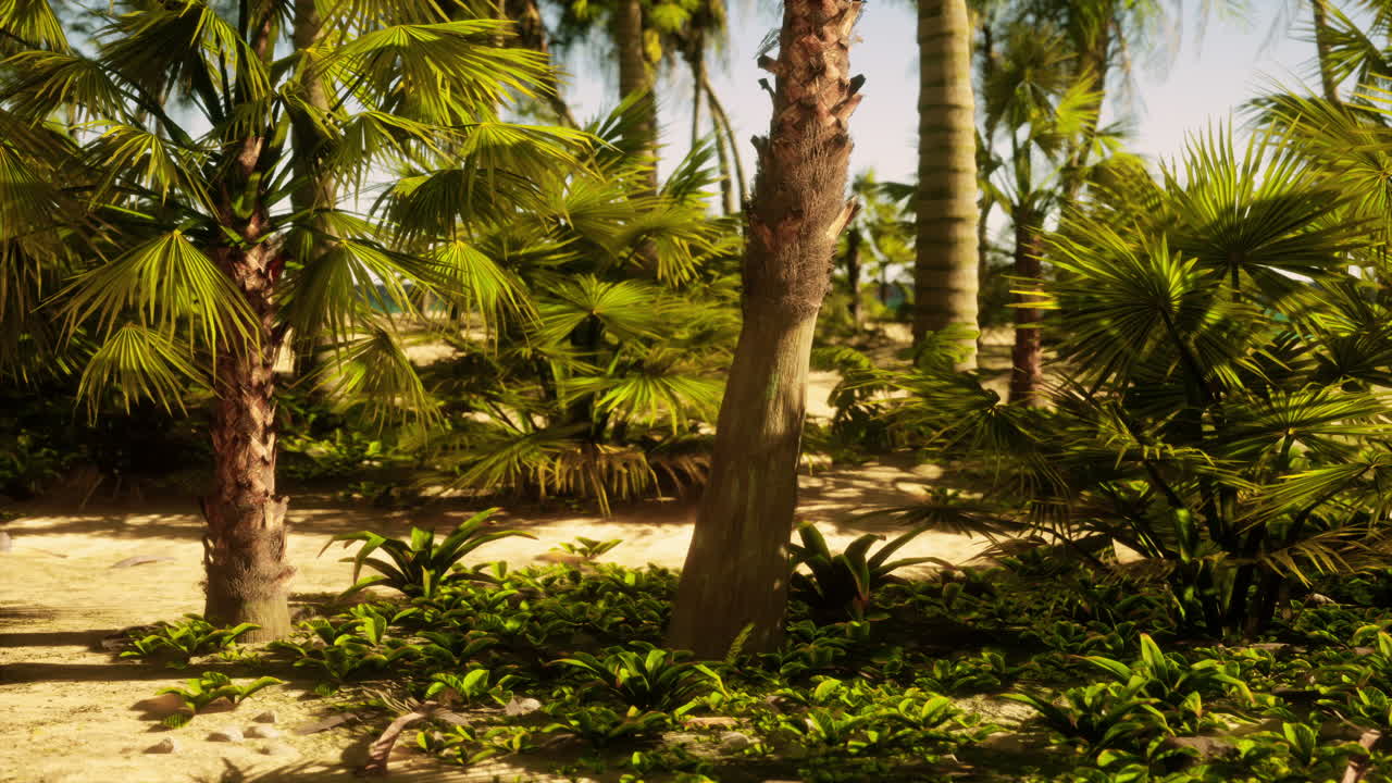 тропический пляж с пальмами