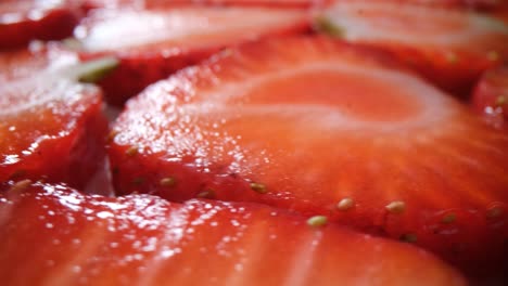close-up of fresh sliced strawberries