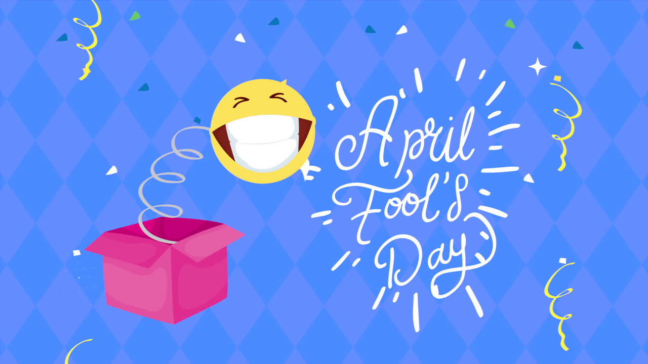 에모지 로 웃는  모자 와 글자 로 된 4월 1일 카드