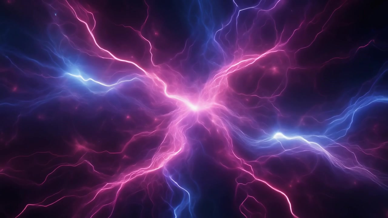 Sfondo Astratto di Fulmini Elettrici Pulsanti Rosa e Blu