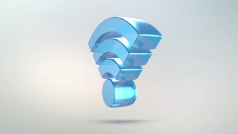 el ícono wi fi está hecho de vidrio. ícono wi fi giratorio translúcido con canal alfa de color azul verde. símbolo de bucle sin costuras figura 3d