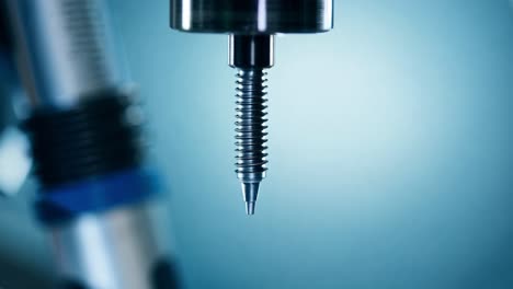 close-up of a metal screw on a machine