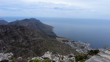 table mountain viewpoint overlooking camps bay and twelve apostles in cape town, south africa