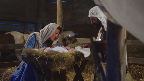 nativity scene in a barn