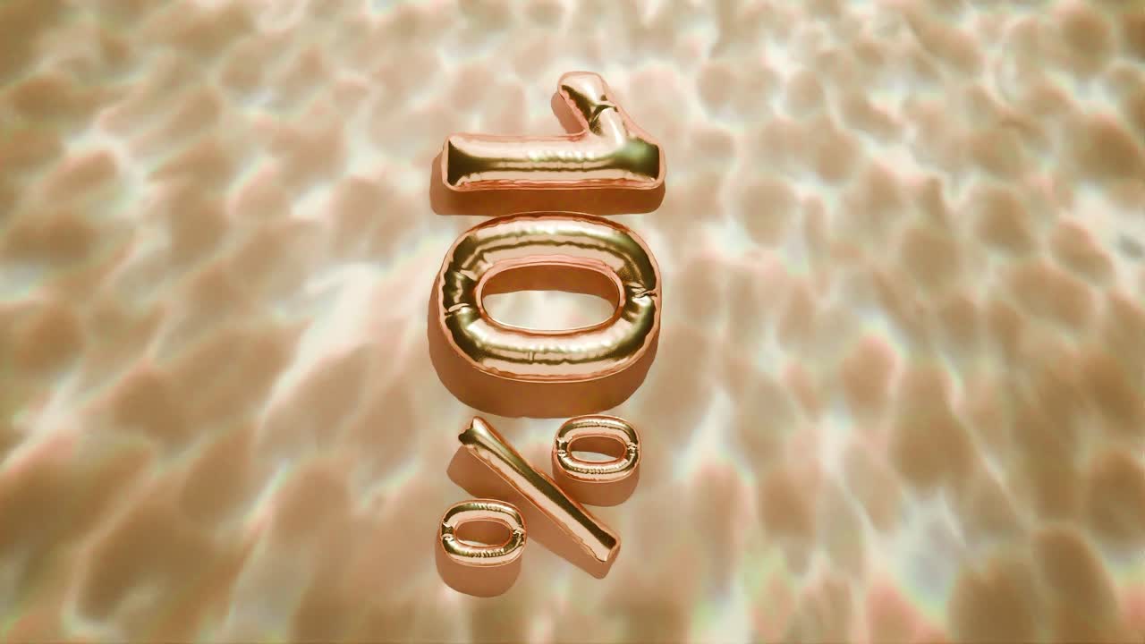 물 위에 떠있는 황금색 10%는 노란색 배경에 수직으로 파동됩니다.