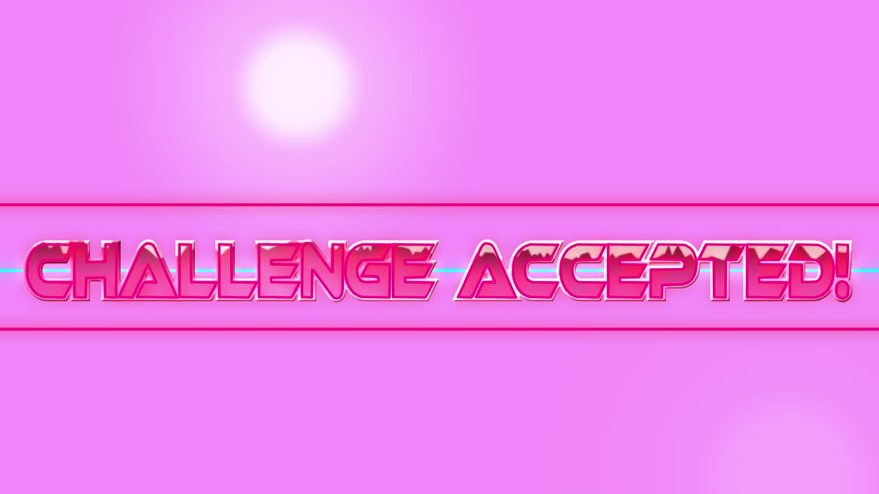 핑크색 배경에 밝은 반점 위에 도전 수락 텍스트의 애니메이션